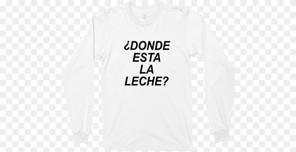 Leche Long Sleeve White Long Sleeved T Shirt, Clothing, Long Sleeve, T-shirt Free Png Download