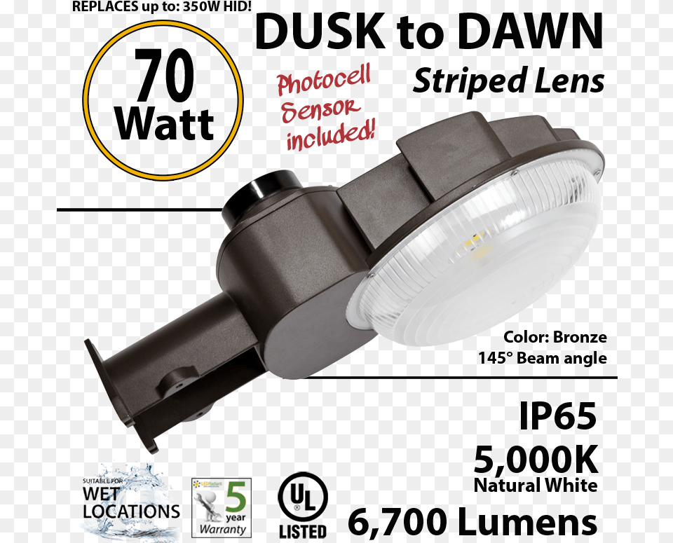 Led Dusk To Dawn Light 6700 Lumens 5000k Natural Ul Listed, Light Fixture, Lighting, Appliance, Ceiling Fan Free Png Download