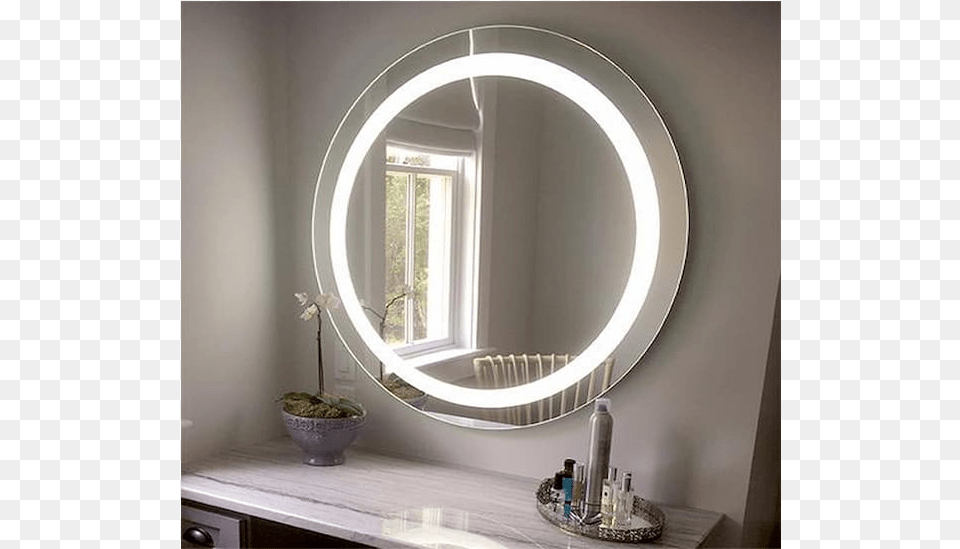 Led Front Round Mirror Bathroom, Photography Png Image