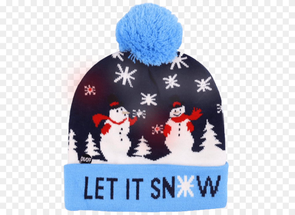 Led Light Up Knitting Christmas Let It Snow Hat Christmas Day, Beanie, Cap, Clothing, Outdoors Png