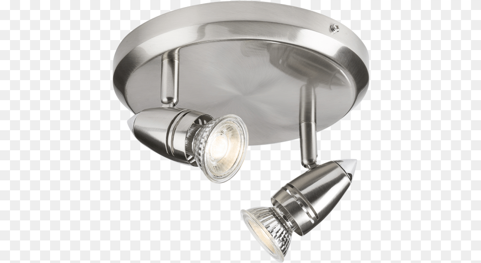 Led Twin Spotlight Fitting Round Plate Brushed Shower Head, Lighting, Light Fixture Free Transparent Png