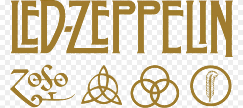 Led Zeppelin Logo And Symbols Gold, Text Png Image