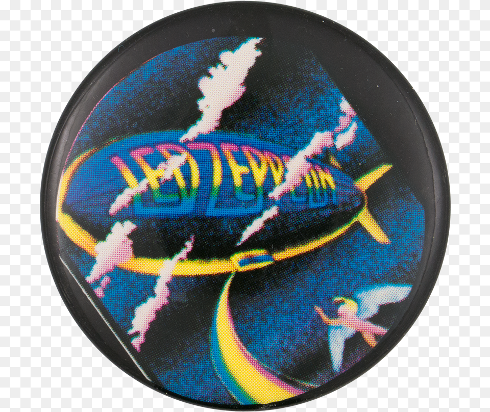 Led Zeppelin Rainbow And Clouds Music Button Museum Led Zeppelin Circle, Aircraft, Transportation, Vehicle, Baby Free Png Download