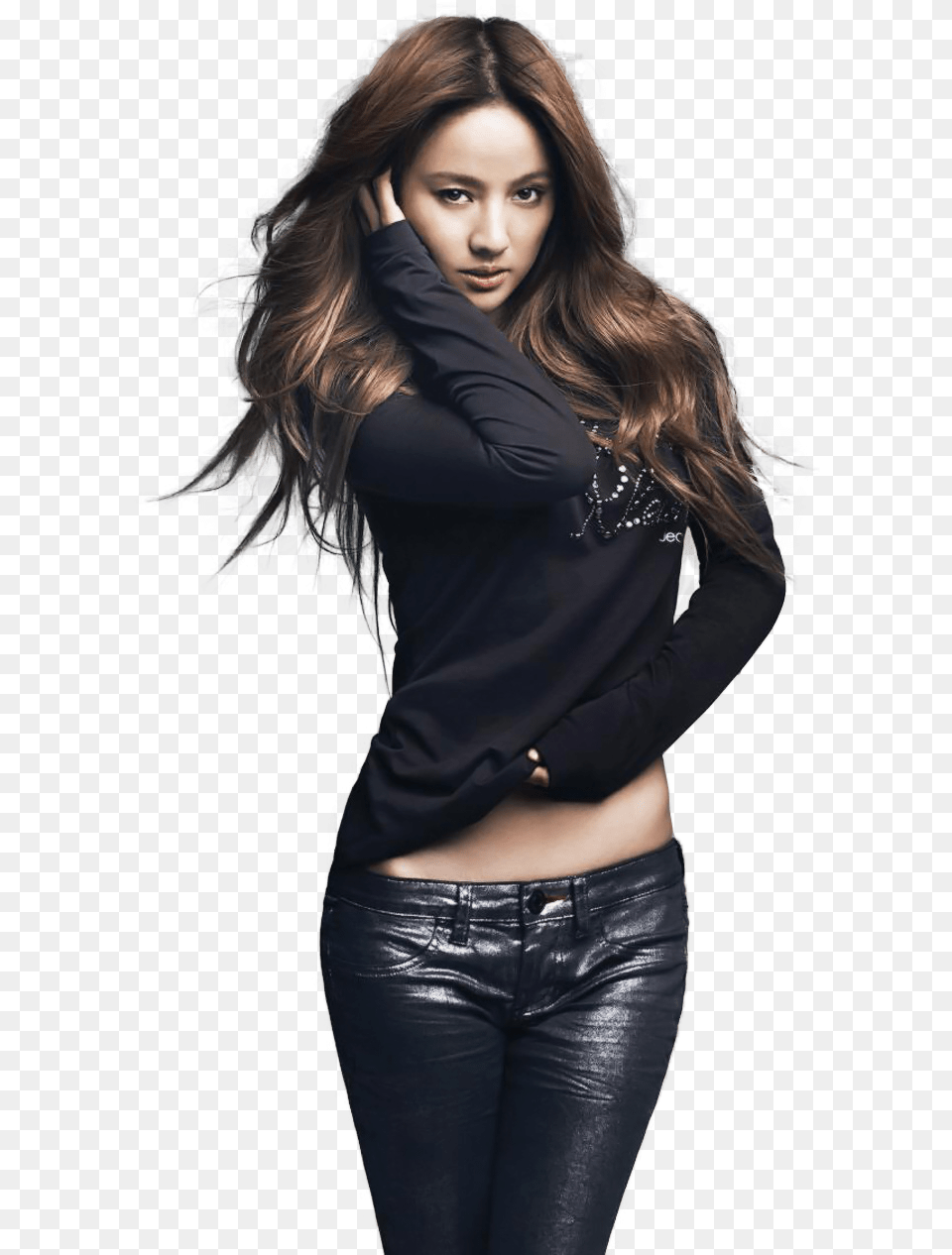 Lee Hyori Black Leather Pants Lee Hyori Photo Shoots, Adult, Sleeve, Portrait, Photography Free Png