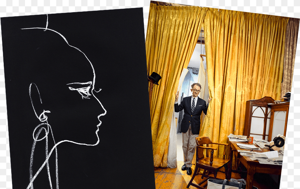 Left A 1998 Balmain Sketch By David Downton Right William William Ivey Long Lee Radziwill, Person, People, Adult, Man Free Transparent Png