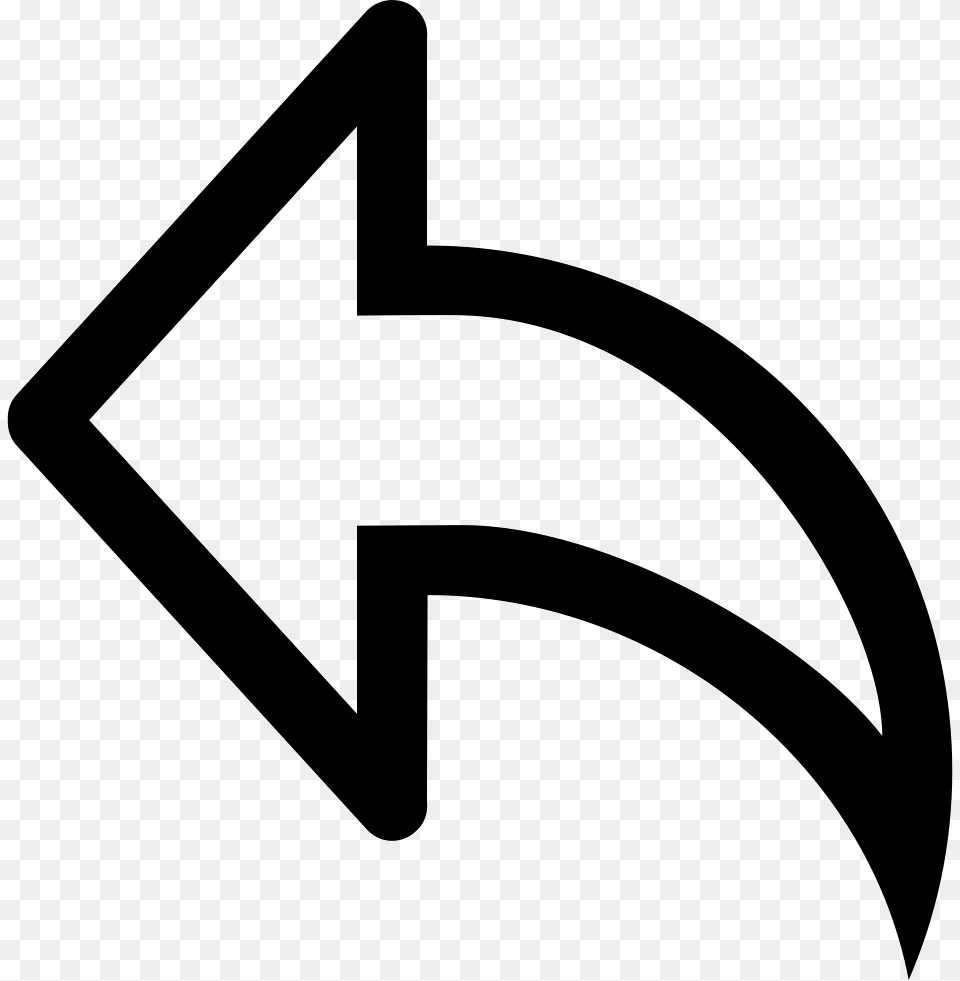 Left Arrow Curve Outline Comments Back Icon White, Symbol, Sign, Text Png Image