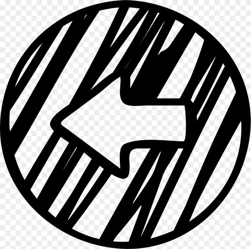 Left Arrow Sketch Circle Icon, Symbol, Logo, Machine, Wheel Png Image