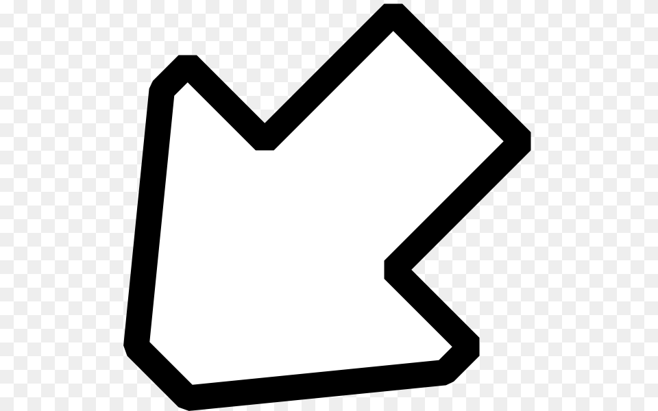 Left Down Outline Arrow Clip Art, Symbol, White Board Free Png