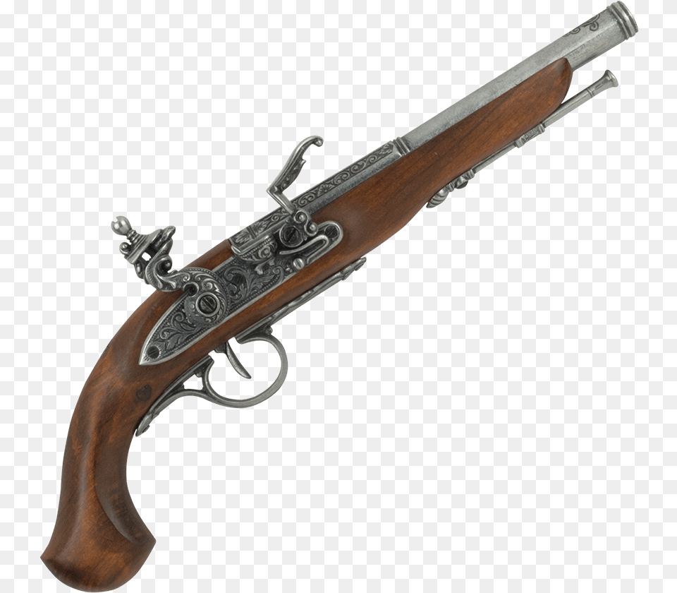 Left Handed Grey English Flintlock Pistol 19 Century Dueling Pistol, Firearm, Gun, Handgun, Rifle Free Png Download