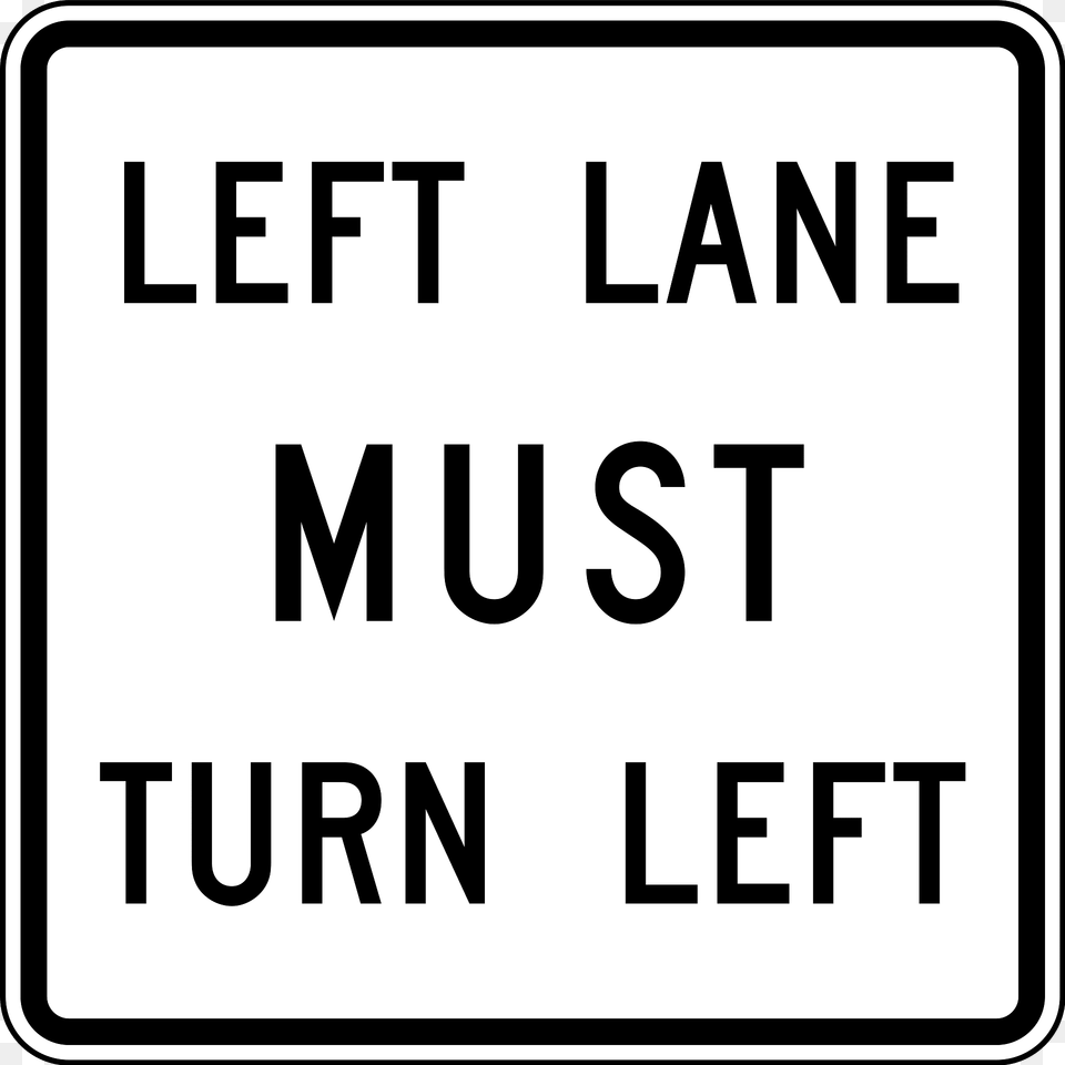 Left Lane Must Turn Left Clipart, Sign, Symbol, Road Sign, Text Free Png