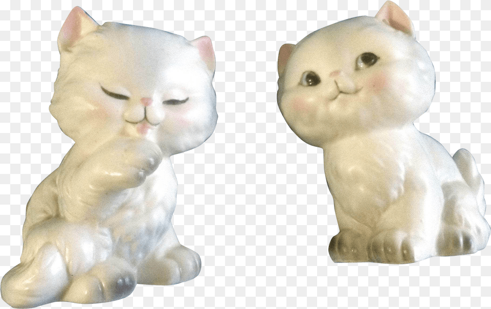 Lefton Cat Salt Amp Pepper Shakers Cutie Cat Kitten Figurines Cat, Figurine, Art, Pottery, Porcelain Png Image