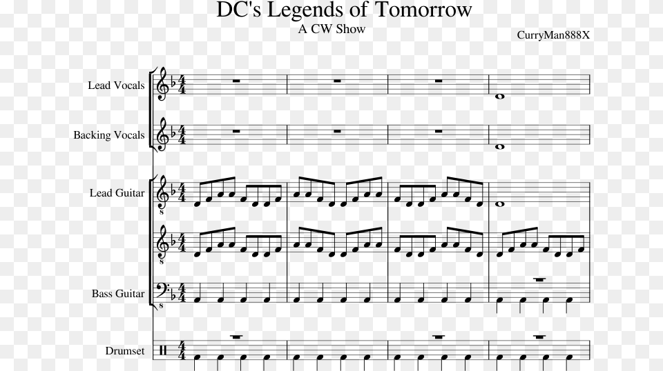 Legends Of Tomorrow Sheet Music Composed By Curryman888x Sheet Music, Gray Free Transparent Png