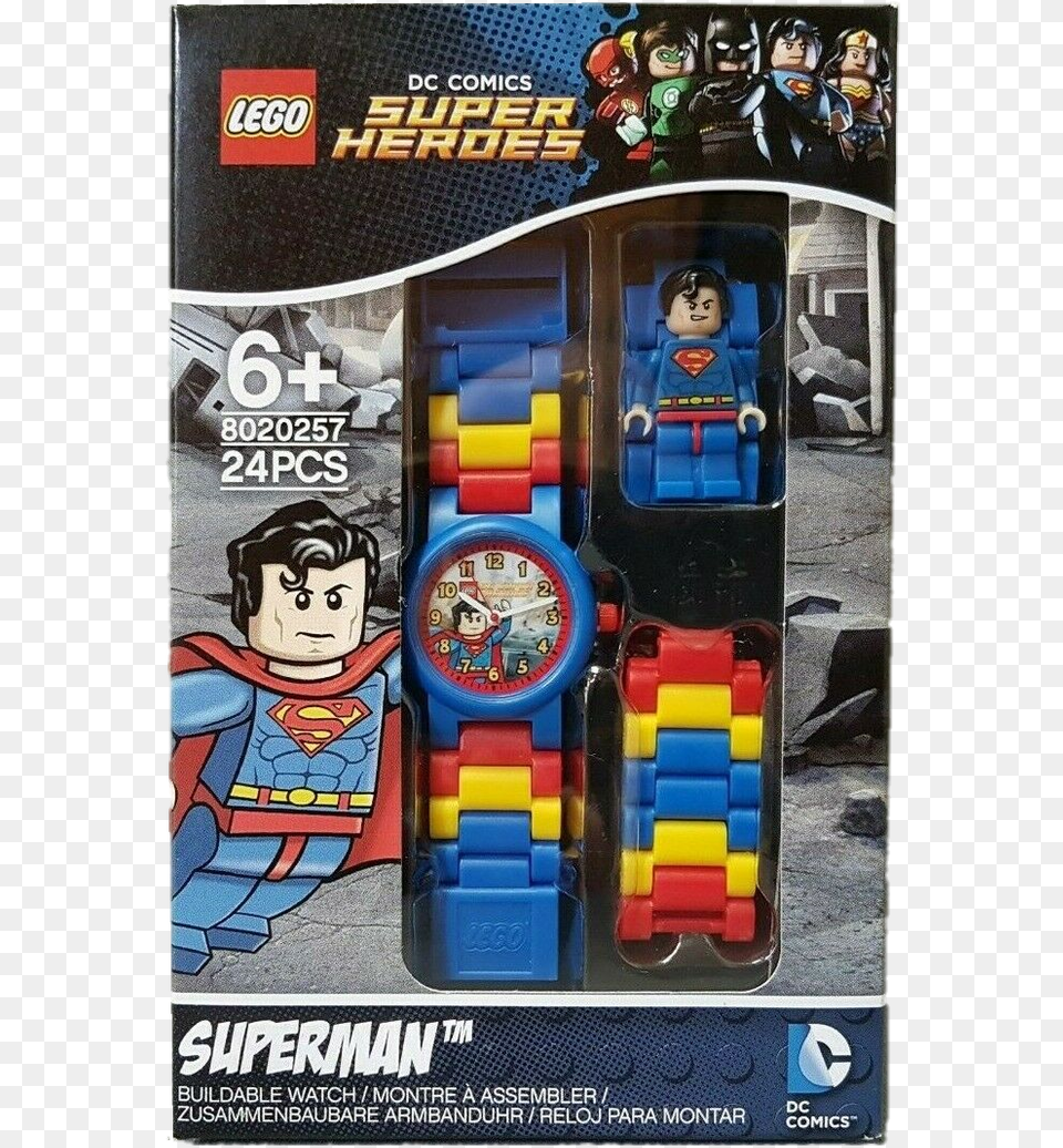 Lego Dc Comics Super Heroes Superman Kids Minifigure Orologio Lego Superman, Baby, Person, Face, Head Png Image