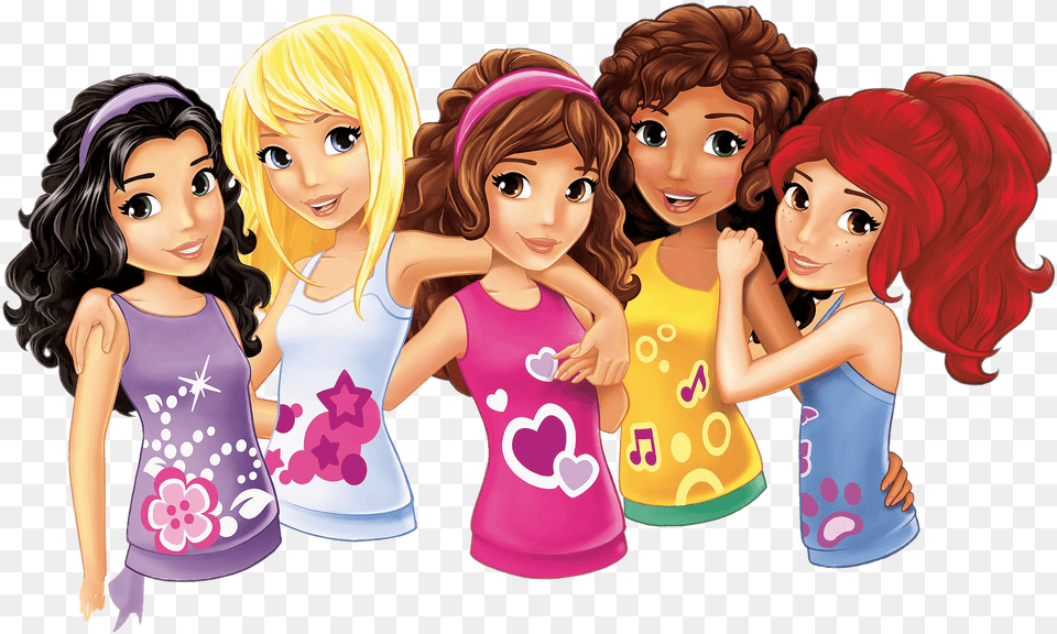 Lego Friends Portraits Cartoon Five Girl Friends, Book, Child, Comics, Publication Free Png Download