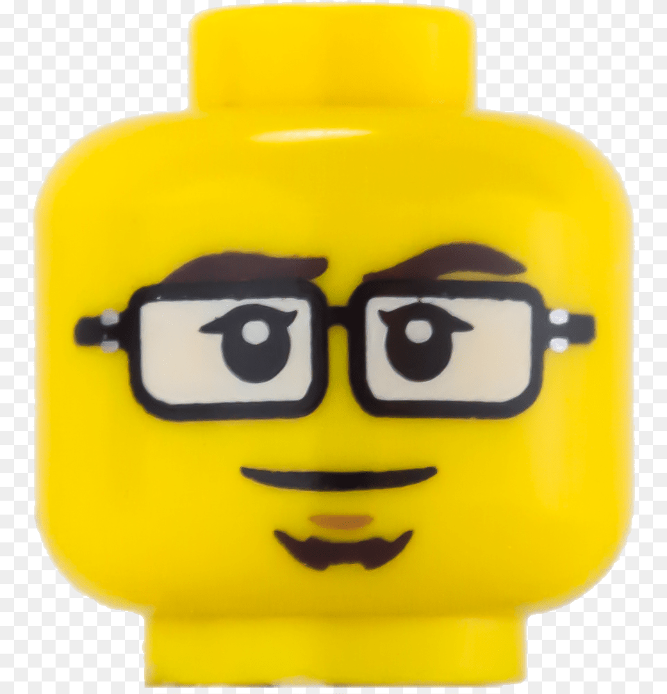 Lego Head Glasses Goatee, Bottle, Person, Jar Free Png Download