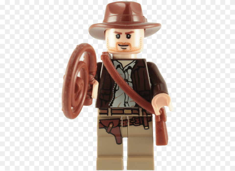 Lego Indiana Jones Minifigure With Whip And Satchel Figurine Lego Indiana Jones, Baby, Person, Face, Head Free Png Download