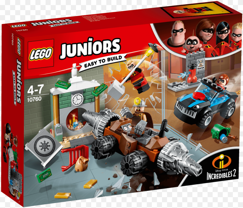 Lego Juniors Incredibles 2 Underminer Bank Heist, Person, Machine, Wheel, Toy Free Png Download