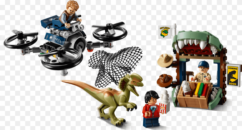 Lego Jurassic World Returns With Four New Sets And A Legend Dilophosaurus On The Loose, Person, Toy, Face, Head Png Image
