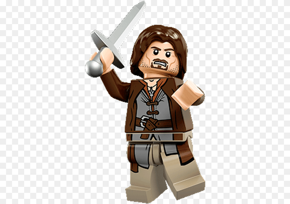 Lego Lord Of The Rings Aragorn Transparent, Weapon, Sword, Person, Baby Png