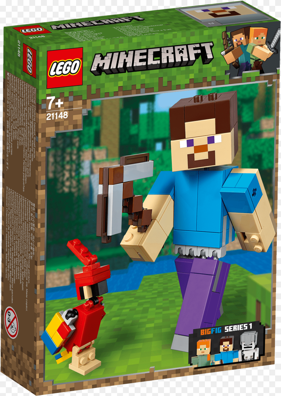 Lego Minecraft Steve Bigfig With Parrot, Toy Png