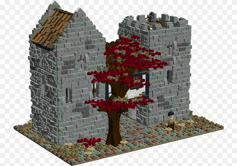 Lego Moc Medieval Castle Custom Model Instructions Ruins, City, Brick, Tree, Plant Png