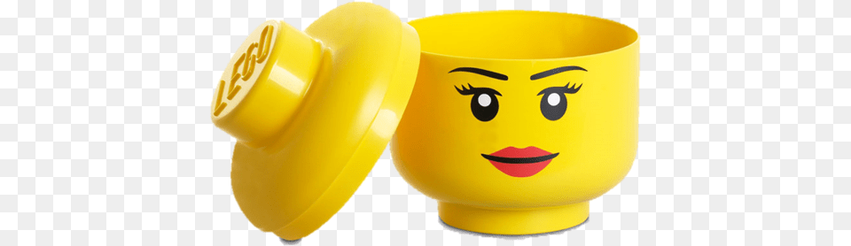 Lego Storage Head Large Girl Lego Faces For Girls, Bowl, Soup Bowl, Cup, Clothing Free Png