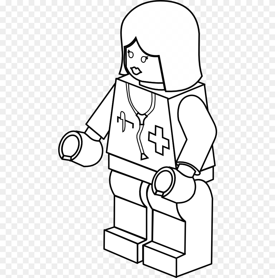 Lego Town Female Doctor Black White Twitter Tweet Twitterartist Lego Doctor Clipart, Device, Grass, Lawn, Lawn Mower Free Png Download