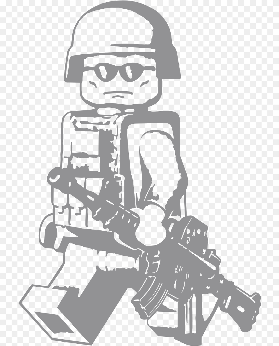 Lego Walking Modern Minifig With M4a1 Vinyl Decal Lego Soldier Wall Decal, Stencil, Person, Face, Head Png Image
