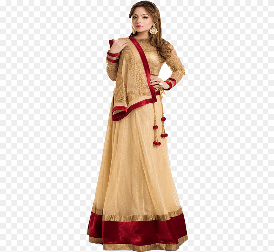 Lehenga Net Simple Design, Adult, Person, Gown, Formal Wear Free Png