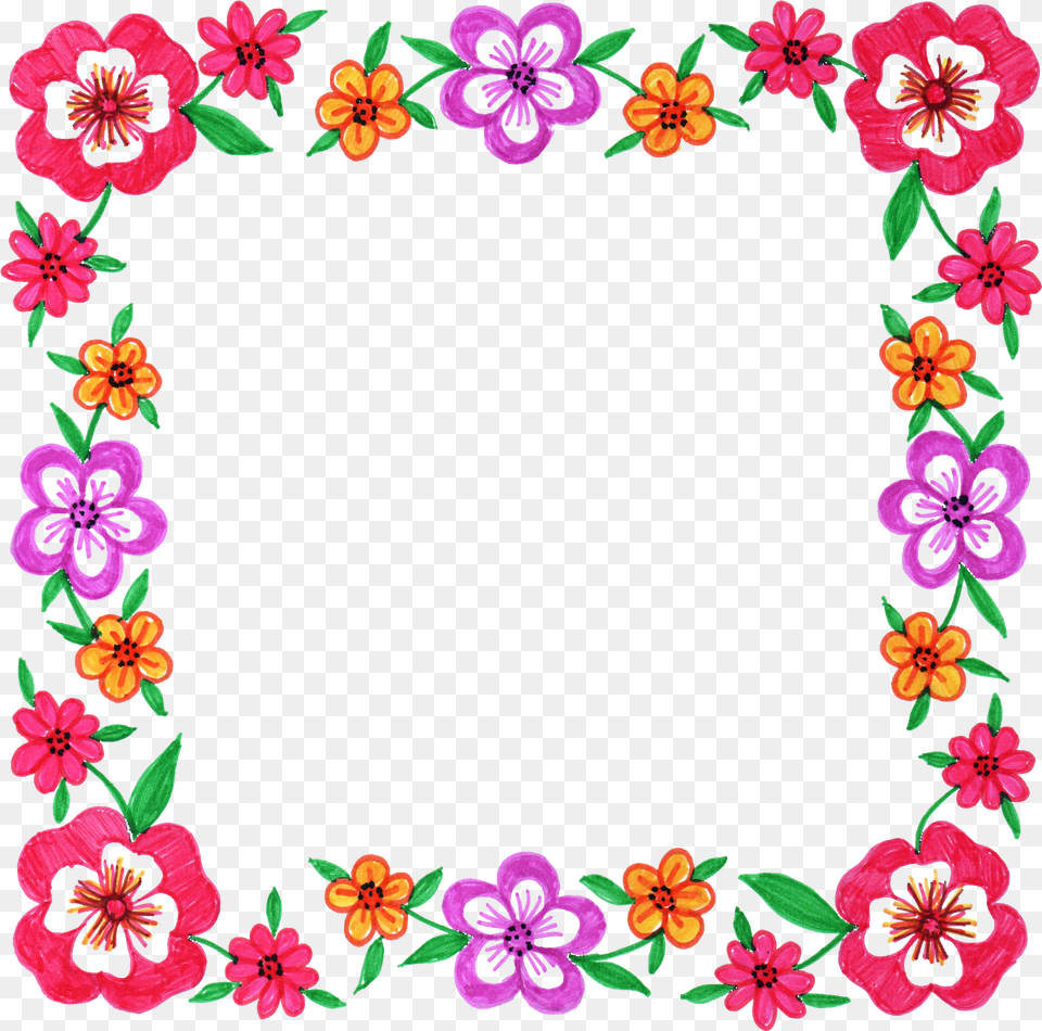 Lei Clipart Square Flower Frame Cartoon Flower Square Border, Art, Floral Design, Graphics, Pattern Free Transparent Png