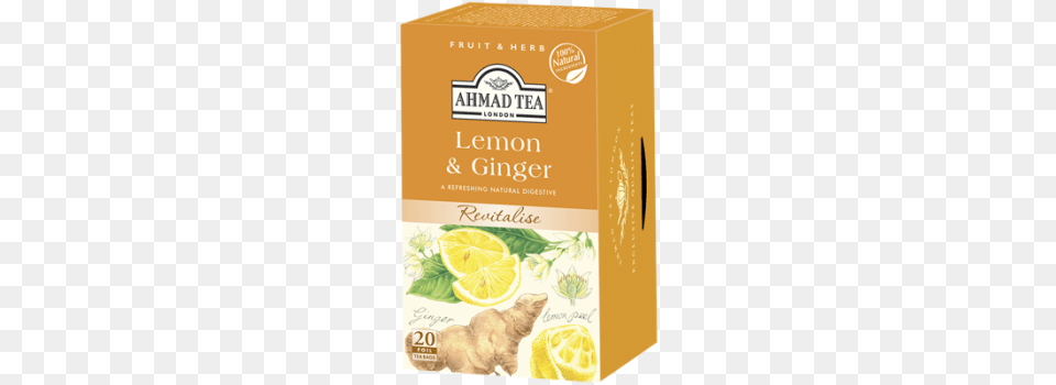 Lemon Amp Ginger 20ct Box Ahmad Tea Lemon Ginger, Produce, Plant, Fruit, Food Free Png