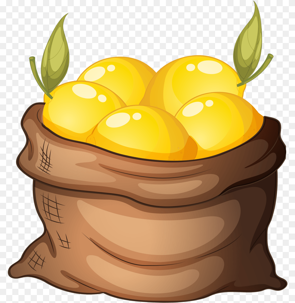 Lemon Clip Art And Food Clipart Bag Of Apples Cartoon, Produce, Citrus Fruit, Plant, Fruit Free Transparent Png