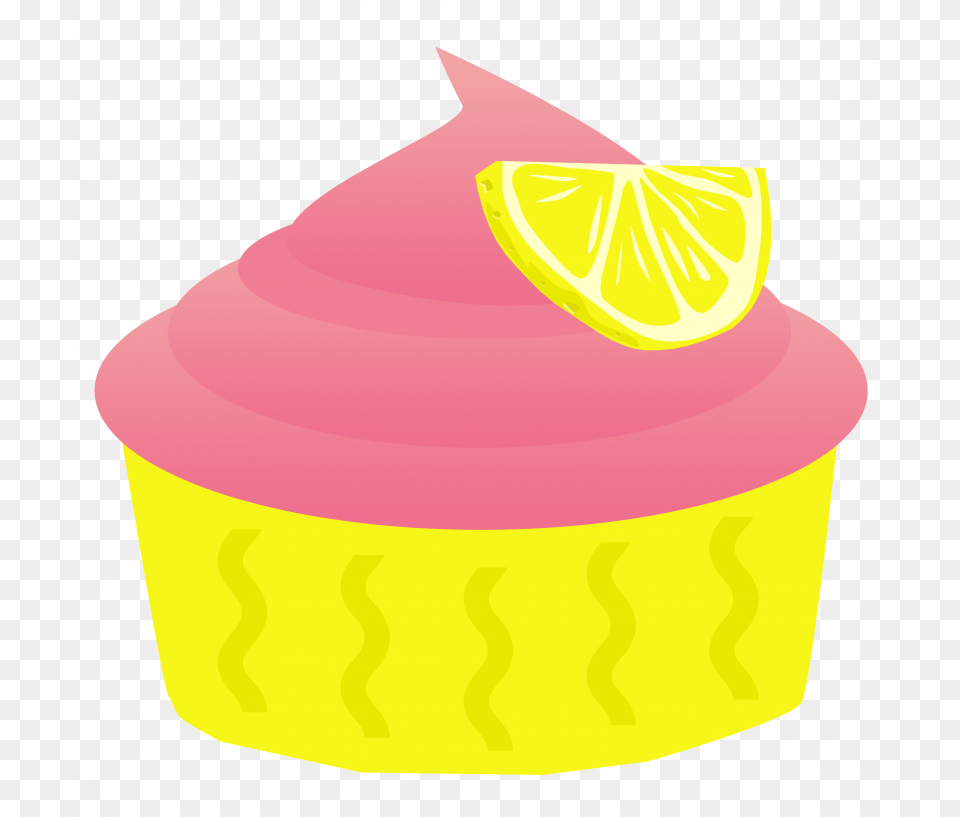 Lemon Clipart Lemon Cupcake Pink Lemonade Clipart, Cake, Icing, Food, Dessert Png Image