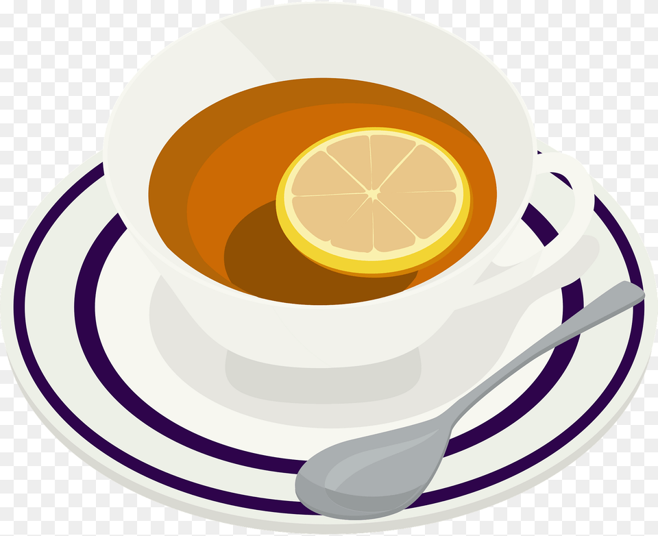 Lemon Tea Clipart, Cup, Saucer, Cutlery, Beverage Free Transparent Png