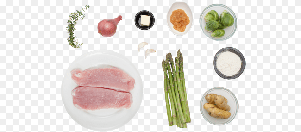 Lemon Thyme Turkey Cutlets With Asparagus Brussels Shabu Shabu, Food, Plate, Produce, Lunch Png Image