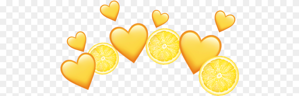 Lemons Yellow Pink Aesthetic Stickers Heart Crown Transparent Yellow Heart Crown, Citrus Fruit, Food, Fruit, Orange Png