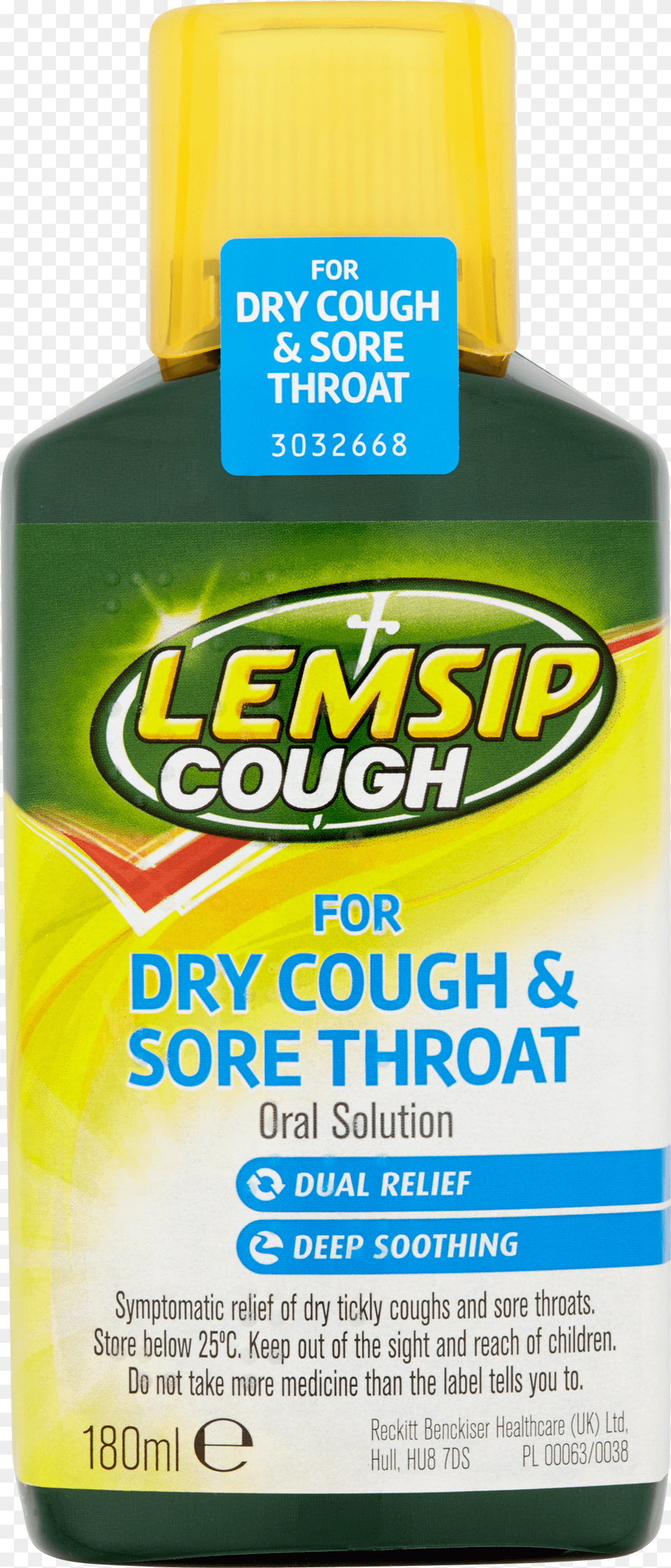 Lemsip Cough For Dry Cough Amp Sore Throat 180ml Lemsip Cough And Sore Throat, Bottle, Cosmetics, Sunscreen Free Png Download