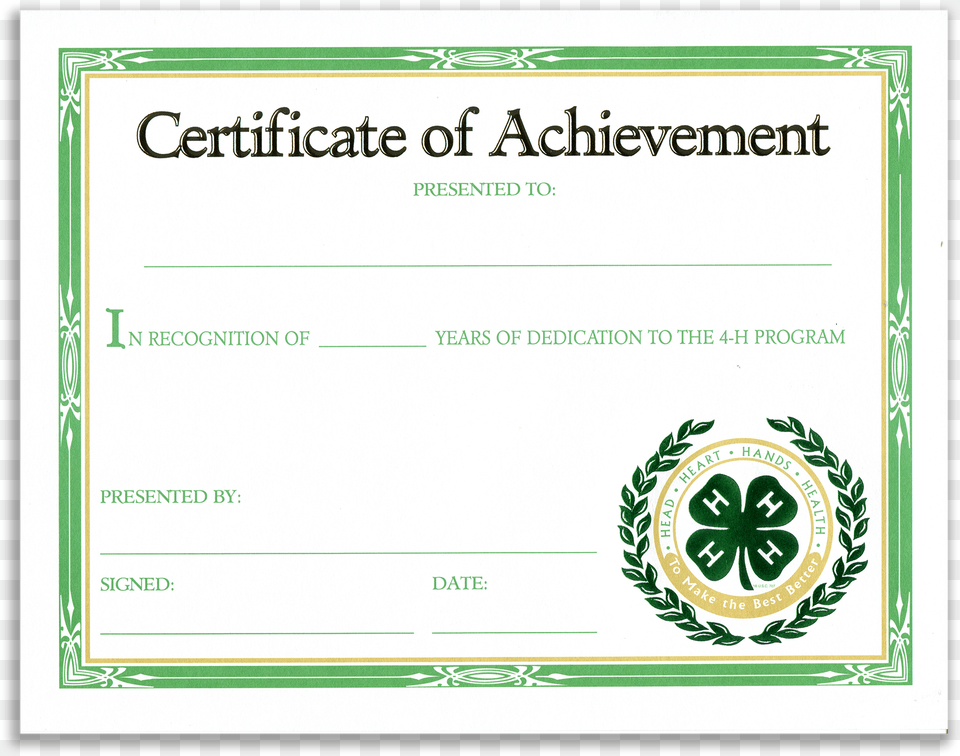 Length Of Participation Certificate 4 H Club Certificate, Text, Diploma, Document Free Transparent Png