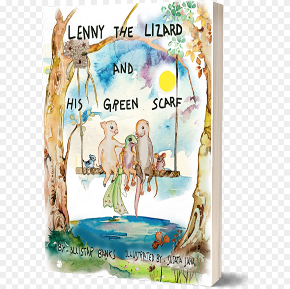 Lenny The Lizard And His Green Scarf By Allistar Banks Jumping, Book, Publication, Comics, Art Png