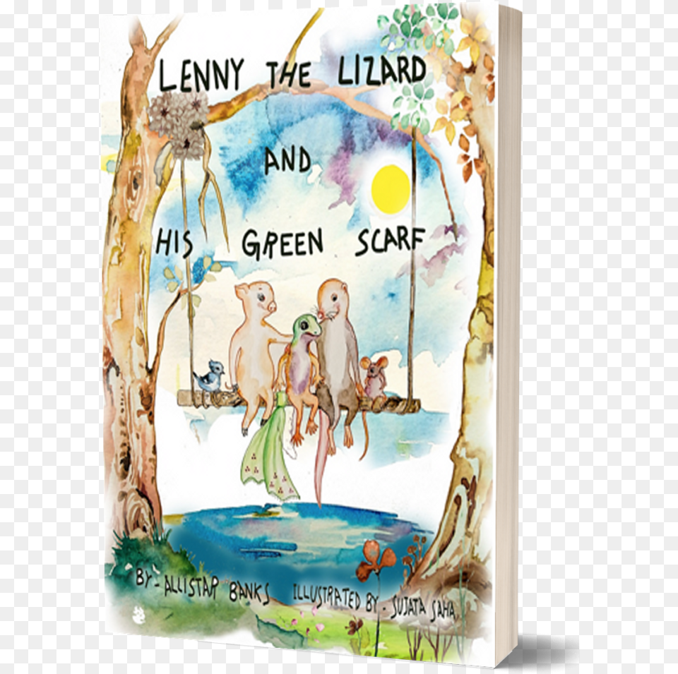 Lenny The Lizard And His Green Scarf By Allistar Banks Poster, Book, Publication, Comics, Art Free Png