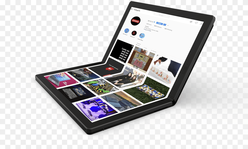 Lenovo Foldable Laptop Prototype Due In Lenovo Thinkpad X1 2020, Computer, Electronics, Tablet Computer, Person Free Png