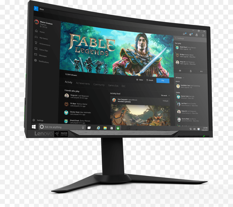 Lenovo Y27g Re Curved Gaming Monitor 2016 01 04 27 Inch Lenovo Razer Edition, Hardware, Tv, Computer Hardware, Electronics Free Png Download
