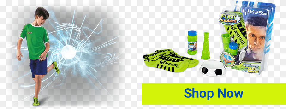 Leo Messi Foot Bubbles Starter Kit Green, Advertisement, Boy, Child, Person Free Png Download