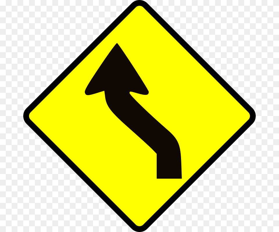 Leomarc Cautio Curve In Road, Sign, Symbol, Road Sign, Blackboard Free Png Download