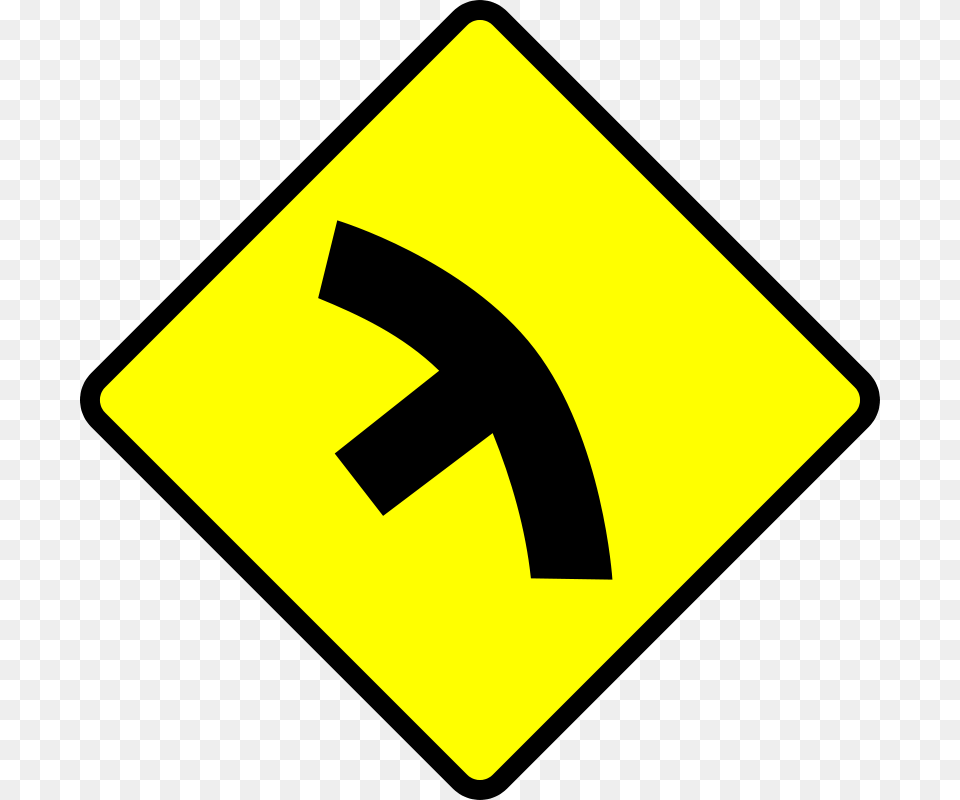 Leomarc Cautio T In Curve, Sign, Symbol, Road Sign Free Transparent Png