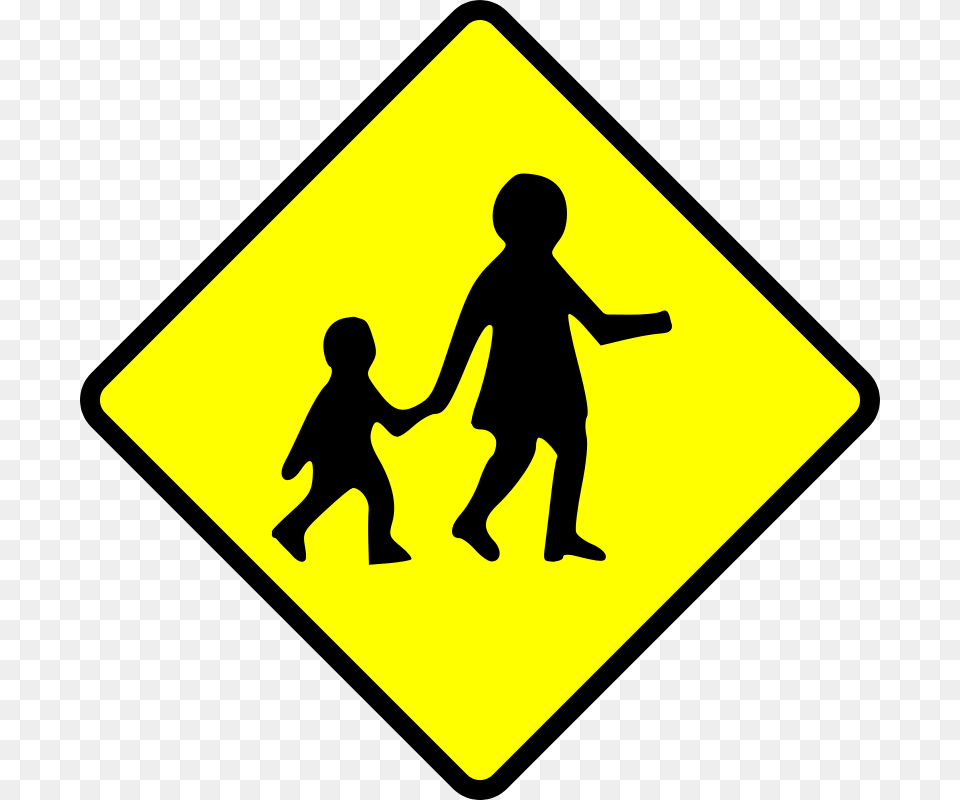 Leomarc Caution Children Crossing, Sign, Symbol, Road Sign, Boy Free Png Download