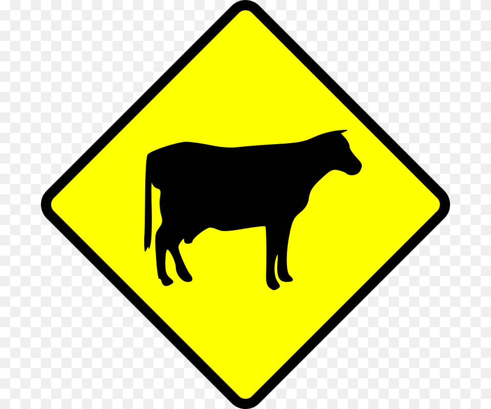 Leomarc Caution Cows Crossing, Sign, Symbol, Road Sign, Animal Free Png