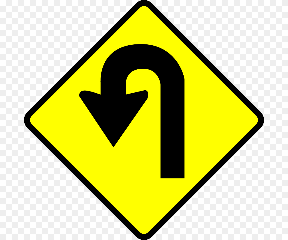 Leomarc Caution U Turn, Sign, Symbol, Road Sign Free Png