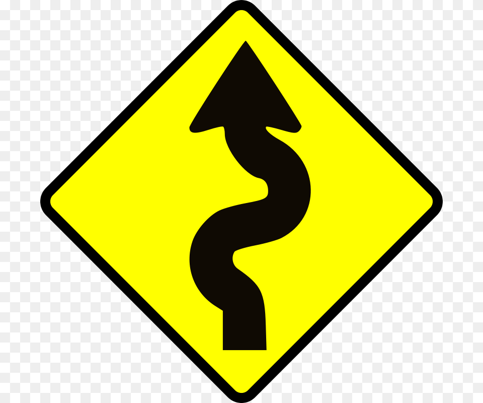 Leomarc Caution Winding Road, Sign, Symbol, Road Sign Png Image