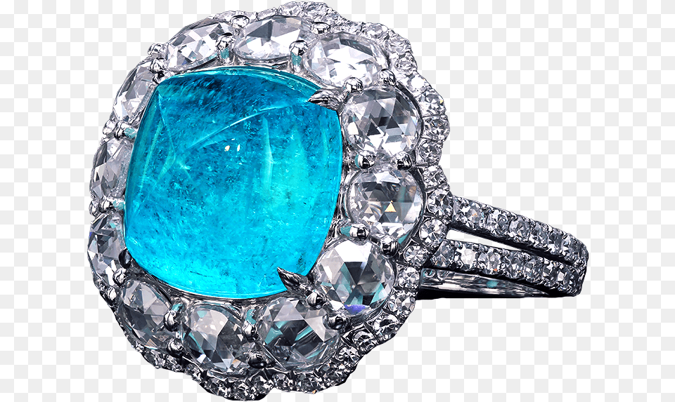 Leon Mege Paraiba Ring R4238 Brazilian Paraiba Tourmaline Spiritual Meaning, Accessories, Diamond, Gemstone, Jewelry Png